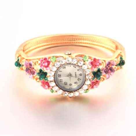 Buy Crunchy Fashion Rose Gold Plated Analogue Multi Dial Women'S Bracelet Watch - Purplle