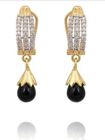 Buy Royal Bling Three Ad Row Black Drop Earrings - Purplle