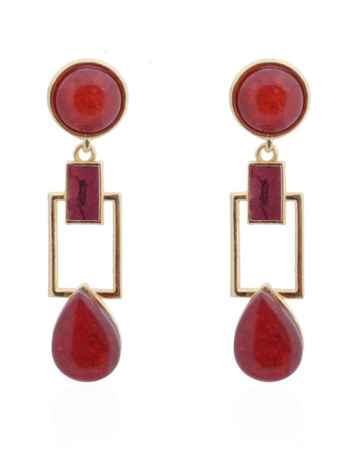 Buy Crunchy Fashion Squarish Crown Blooming Maroon Earrings - Purplle