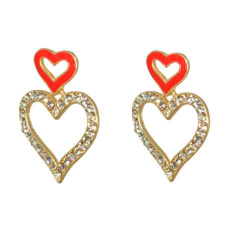 Buy Crunchy Fashion Twin Heart Red Earrings - Purplle