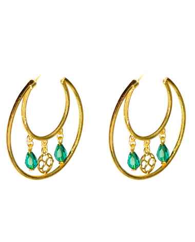 Buy Crunchy Fashion Charming Charm Green Chandbali Earrings - Purplle