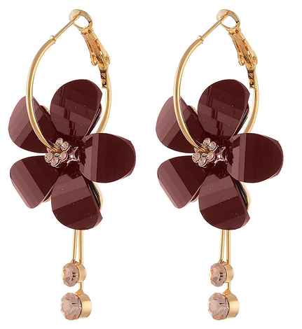 Buy Crunchy Fashion Flower Crystal Drops Earrings - Purplle
