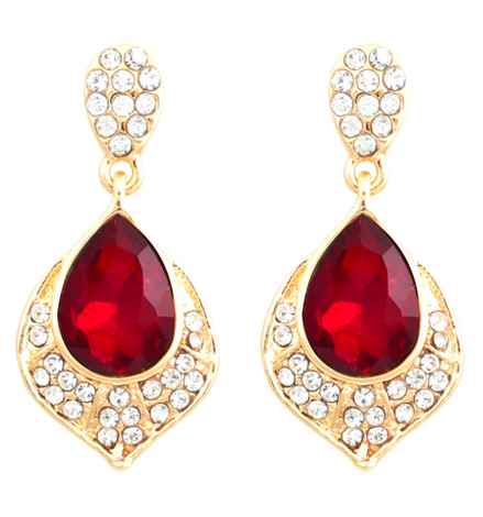 Buy Crunchy Fashion Red Crystal Drop Earrings For Girls - Purplle