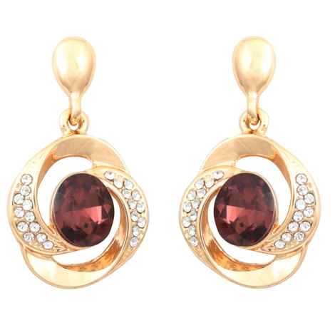 Buy Crunchy Fashion Twisted Tales Deep Brown Crystal Earrings - Purplle