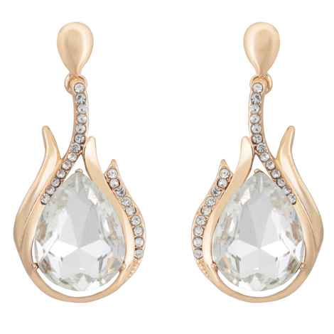 Buy Crunchy Fashion Gold Plated Stylish White Crystal Earrings For Girls Fancy Party Wear Earrings - Purplle