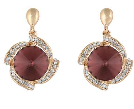 Buy Crunchy Fashion Purple Brown Crystal Earrings - Purplle