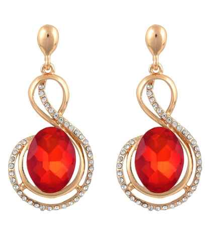 Buy Crunchy Fashion Red Gold Plated Dangle & Drop Earrings - Purplle