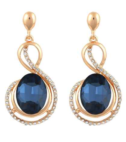Buy Crunchy Fashion Blue Gold Plated Dangle & Drop Earrings - Purplle