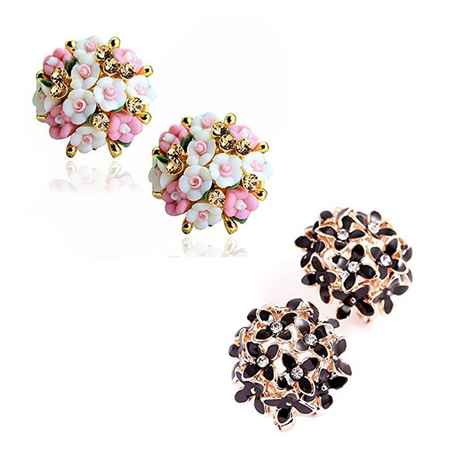 Buy Crunchy Fashion Blue & Multi Color Floral Studs Combo - Purplle