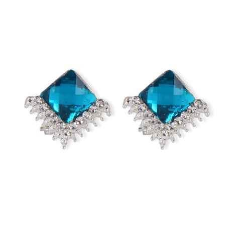 Buy Crunchy Fashion Gold Plated Stylish Traditional Blue Crystal Stud Earrings - Purplle