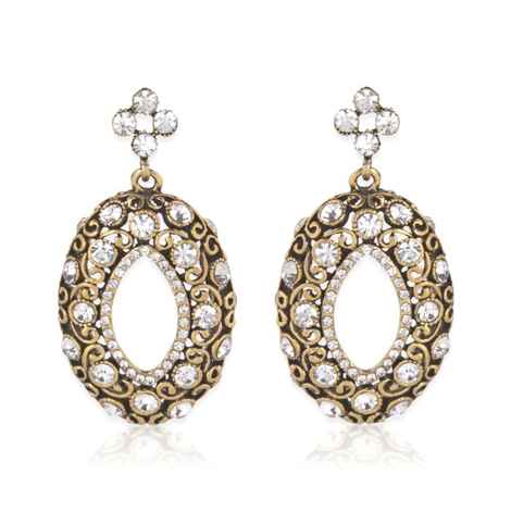 Buy Crunchy Fashion Gold Plated Stylish Traditional Crystal Drop Earrings - Purplle