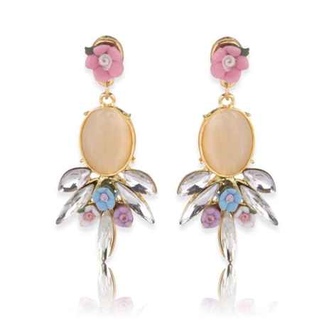 Buy Crunchy Fashion Gold Plated Stylish Traditional Crystal Drop Earrings - Purplle