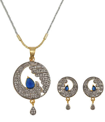 Buy Crunchy Fashion Waves Of Zircon Blue Pendant Set - Purplle