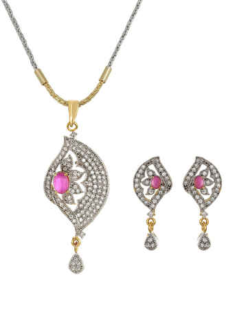 Buy Crunchy Fashion The Half Truth Pink Jewel Set - Purplle