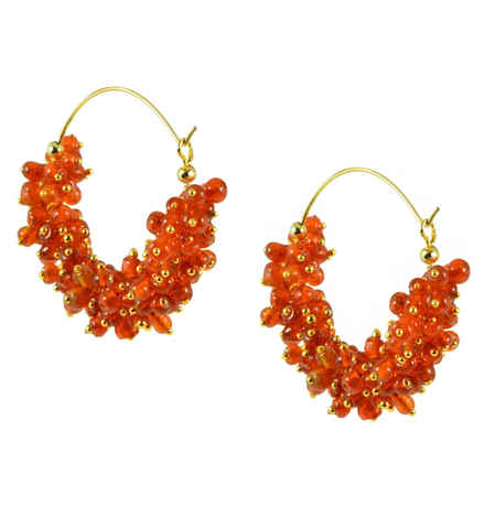 Buy Royal Bling Orange Pearl Hoop Earrings - Purplle