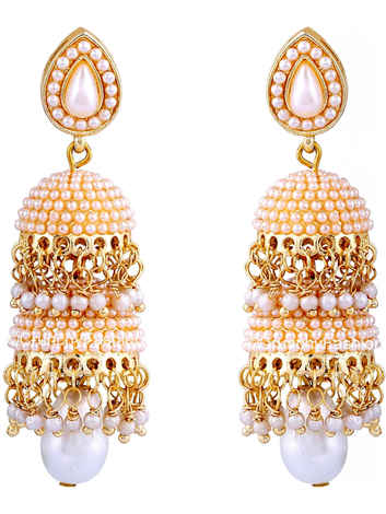 Buy Crunchy Fashion Glittering Pearl Traditional Jhumki For Girls - Purplle