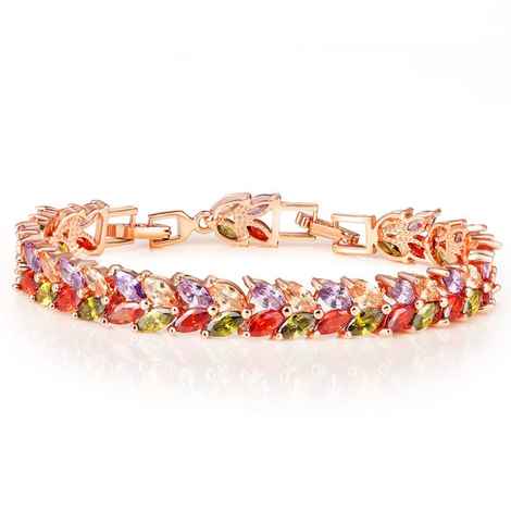 Buy Crunchy Fashion Sparkling Leaves Swiss Aaa Zircons Designer Bracelet - Purplle