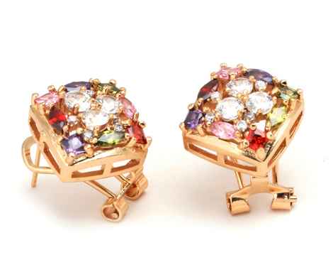 Buy Crunchy Fashion Gold Plated Aaa Swiss Cubic Zirconia Stylish Party Wear Stud Earrings - Purplle