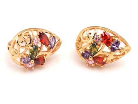 Buy Crunchy Fashion Gold Plated Aaa Swiss Cubic Zirconia Stylish Party Wear Stud Earrings - Purplle