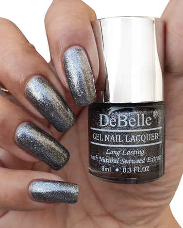 DeBelle Gel Nail Lacquer Glitter Grey Glitteratti - Sliver Glitter, (8 ml)
