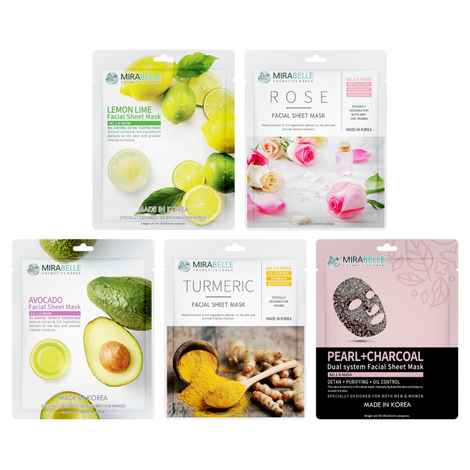 Mirabelle Seamless skin Facial Sheet Mask ( Pack of 5 )