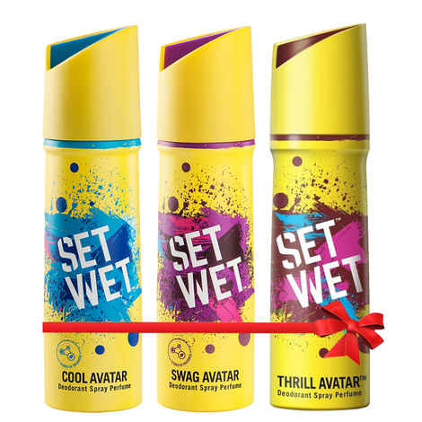 Buy Set Wet Cool, Swag and Thrill Avatar Deodorant Spray Perfume, 150 ml Each (Pack of 3) - Purplle