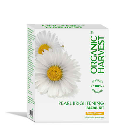 Buy Organic Harvest Pearl Brightening Facial Kit: Daisy Flower | For Glowing Skin | Anti-Aging Facial Kit for Men & Women | Sulphate & Parabens Free | 100% American Certified Organic a€“ 40 gm - Purplle
