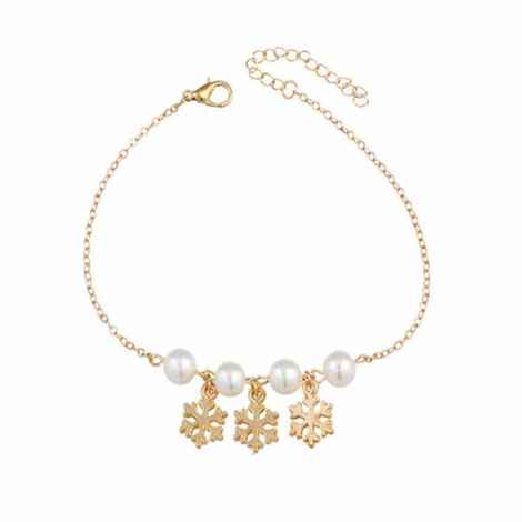 Buy Ferosh Crystal Snowflake Pearl Anklet - Purplle