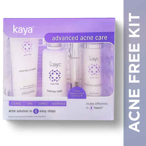 Kaya Clinic Advanced Acne Care Kit (set of 4 for oily & combination skin), Acne Face Wash/Acne cleanser + Acne Toner + Acne Moisturizer/Acne Cream + Spot Corrector