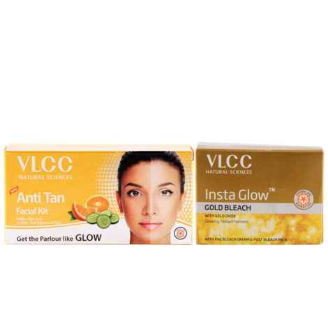 Buy VLCC Anti Tan Facial Kit & Insta Glow Bleach Combo (90 g) - Purplle