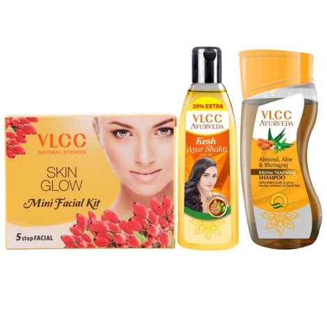VLCC Ayurveda Shampoo Intense & Ayurveda Hair Oil & Facial Kit Combo (245 g)