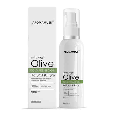 AromaMusk 100% Pure Cold Pressed Extra Virgin Olive Oil For Hair And Skin (100 ml)