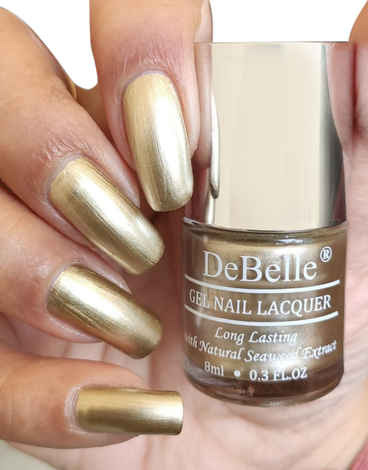 DeBelle Gel Nail Lacquer Metallic Chrome Gold - Bright Gold, (8 ml)