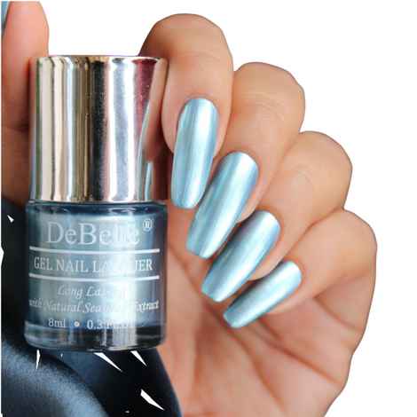 Buy DeBelle Gel Nail Lacquer Metallic Aqua Frenzy - Light Blue, (8 ml) - Purplle