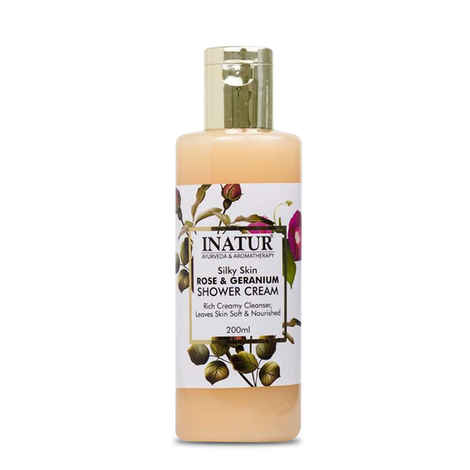 Buy Inatur Silky Skin Rose & Geranium Shower Cream (200 ml) - Purplle