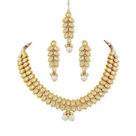 Karatcart 22K GoldPlated Antique origings Kundan Necklace with Pearl Drop for Women…