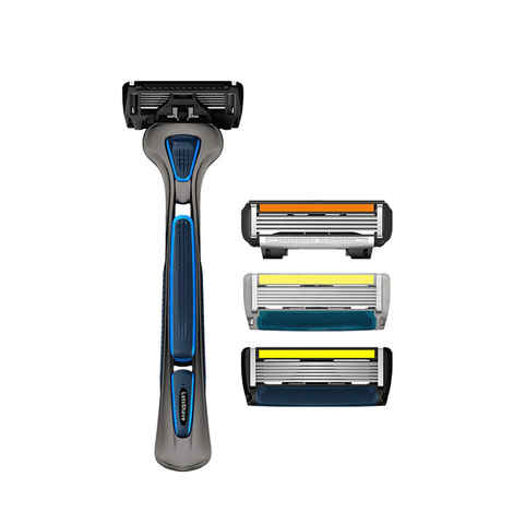 LetsShave Shaving Razor Trial Pack + 1 Razor Handle (Blue)