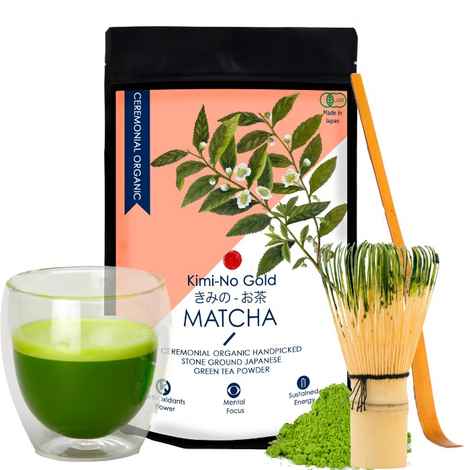 Buy KimiNo Gold Japanese Organic Ceremonial Grade Matcha Green Tea Powder - 50 gms - with free recipe Ebook - Purplle