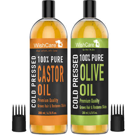 Wishcare Cold Pressed Castor & Olive Carrier Oil - 200Ml Each