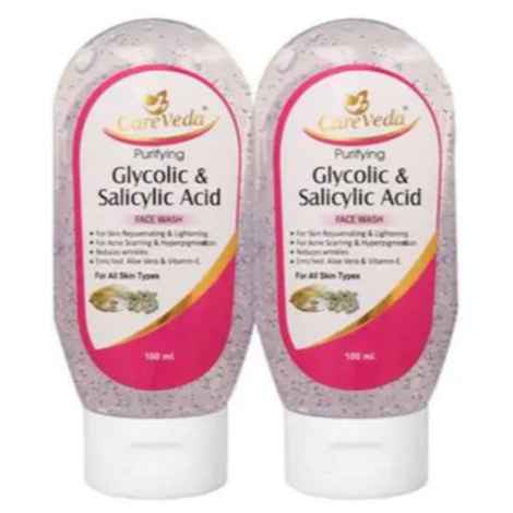Careveda Glycolic Acid And Salicylic Acid Face Wash 100 ml (Pack Of 2)