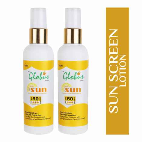Buy Globus Ayurvedic Sunscreen Lotion Spf 50 Pa+++ 100 ml (Pack Of 2) - Purplle