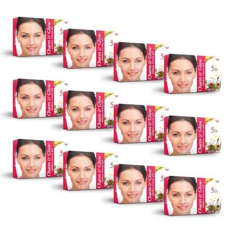 Charm & Glow Natural Herbal Facial Kit With 5 Steps Facial (12 Pack)