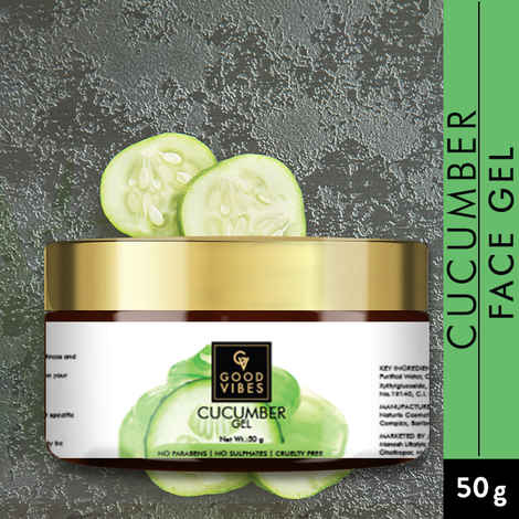 Buy Good Vibes Cucumber Moisturizing Face Gel | Glowing, Cleansing | Cucumber | No Parabens, No Sulphates, No Mineral Oil, No Animal Testing (50 g) - Purplle