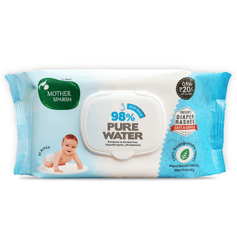 Buy Mother Sparsh 98 % Water Based Wipes (Mild -Scented) - 80 Pcs - Purplle