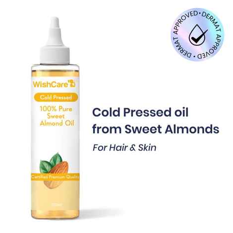 WishCare Pure Cold Pressed Sweet Almond Oil for Healthy Hair and Skin (200 ml)