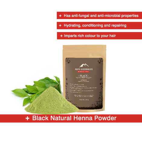 Alps Goodness Henna Based Hair Color Powder - Black (50g) | Mehendi Colour| Kaali Mehendi| Henna Hair Colour| Natural Hair Dye| 100% Natural Powder | No Chemicals, No Preservatives, No Pesticides| Ammonia Free | Peroxides Free | Enriched with herbs