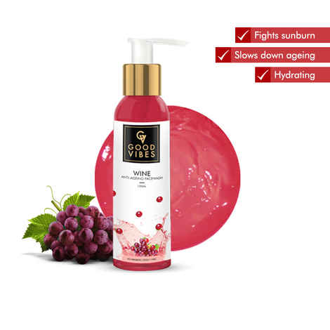 Buy Good Vibes Wine Anti-Ageing Face Wash | Antioxidant, Elasticity | No Parabens, No Mineral Oil, No Animal Testing (120 ml) - Purplle