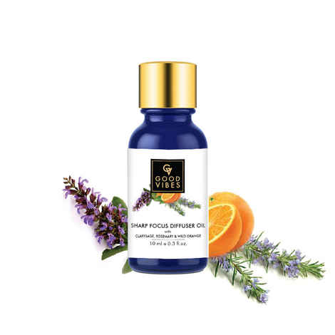 Good Vibes Sharp Focus Diffuser Oil With Clarysage, Rosemary & Wild Orange (10 ml)