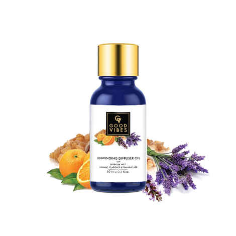 Buy Good Vibes Unwinding Diffuser Oil With Lavender, Wild Orange, Clary Sage & Frankincense (10 ml) - Purplle