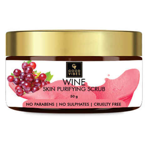 Good Vibes Wine Skin Purifying Face Scrub | Anti-Ageing, Oil Control | No Parabens, No Sulphates, No Mineral Oil, No Animal Testing (50 g)